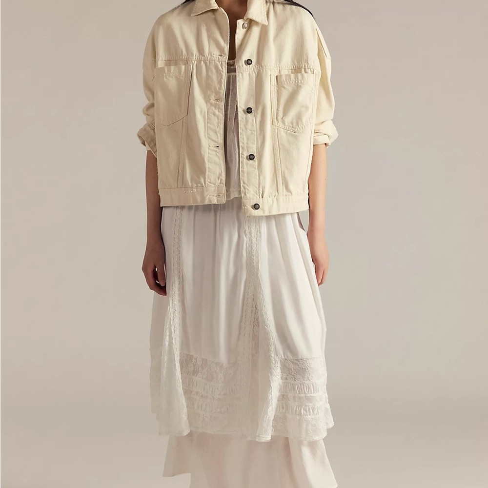 Free People (We The Free) White Denim Jacket Luminary NWT Small- $128 Retail